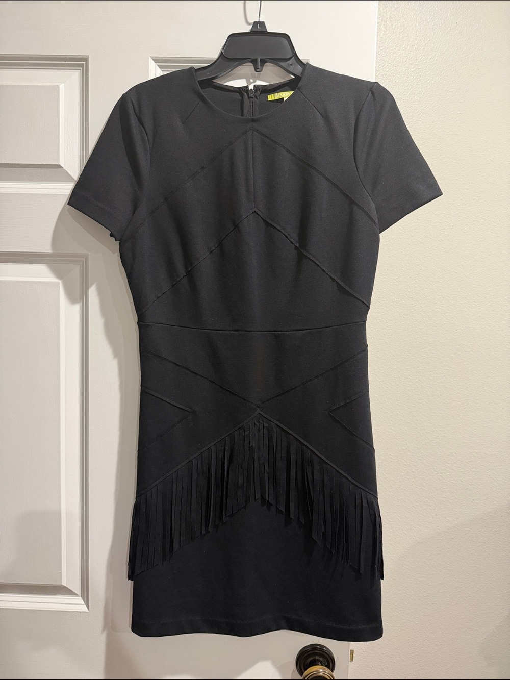 Gianni Bini Black Short-Sleeve Fringe Mini Dress